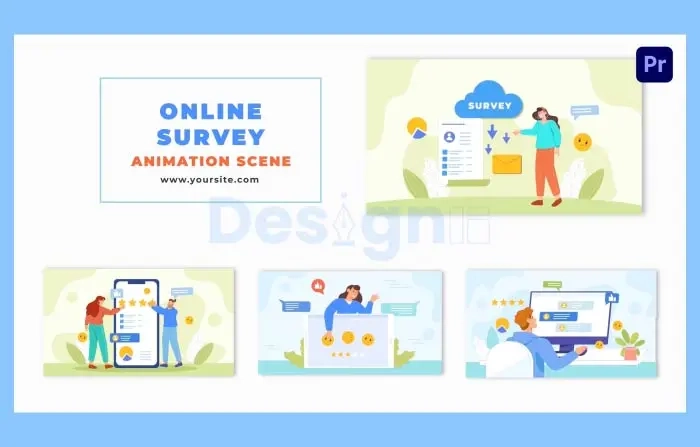 Flat Vector Online Survey and Feedback Animation Scene