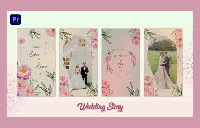 Floral Style Wedding Invitation Story Premiere Pro Template