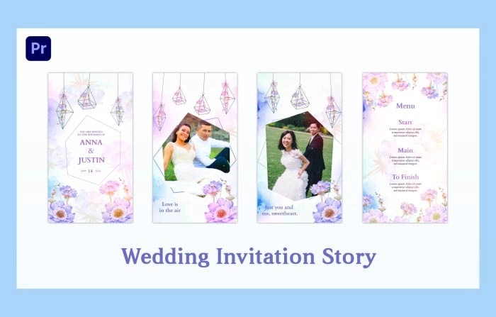 Floral Watercolor Wedding Invitation Instagram Story Premiere Pro Template