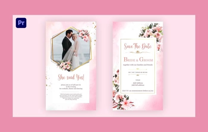 Floral Wedding Invitation Instagram Story Premiere Pro Template