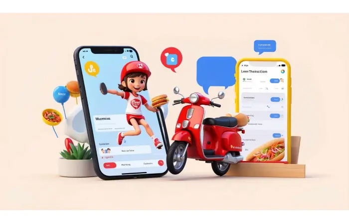 Food Delivery Girl 3D Style Character Illustration