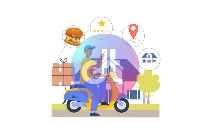 Food Delivery Service Concept Animation Scene