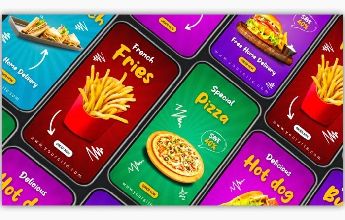 Food Marketing Multi Color Frame Instagram Story