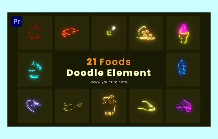 Foods Doodle Element Premiere Pro Templates