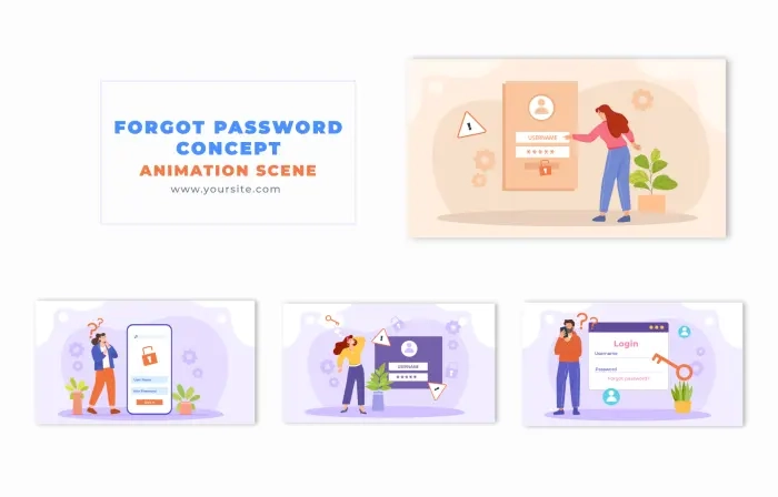 Forgot Password Concept Flat 2D Animation Scene