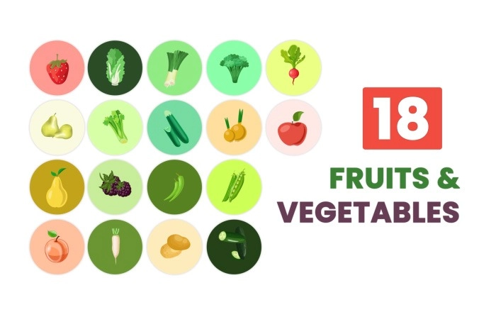 Fresh Fruits And Vegetables Animated Element Pack After Effects Template