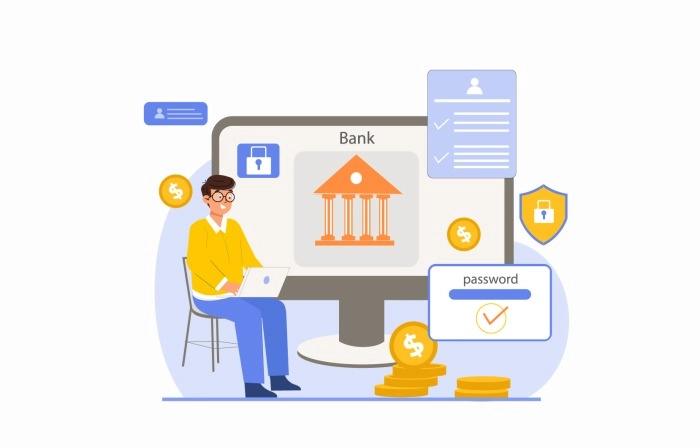 Get Creative And Eye Catching Online Banking Illustration image