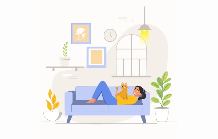 Get Creative And Eye Catching Rest In Home Illustration