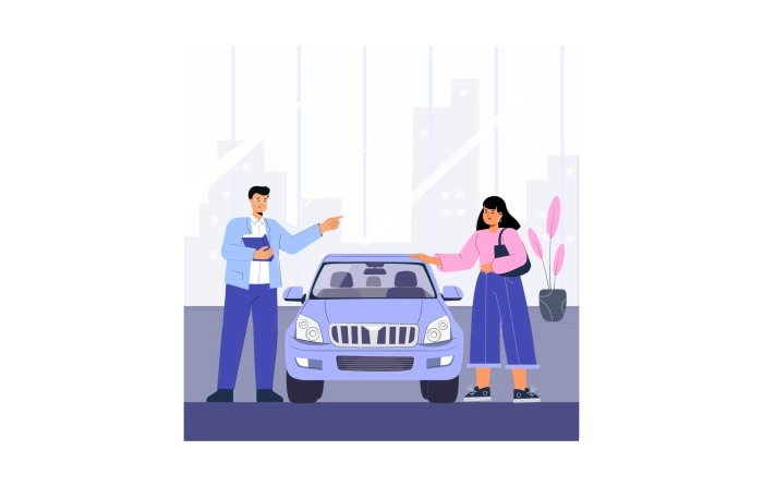 Get The Creative 2D Buying A New Car Illustration image