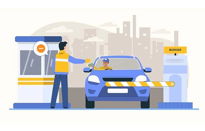 Get The Creative 2D Toll Station Flat Character Illustration image