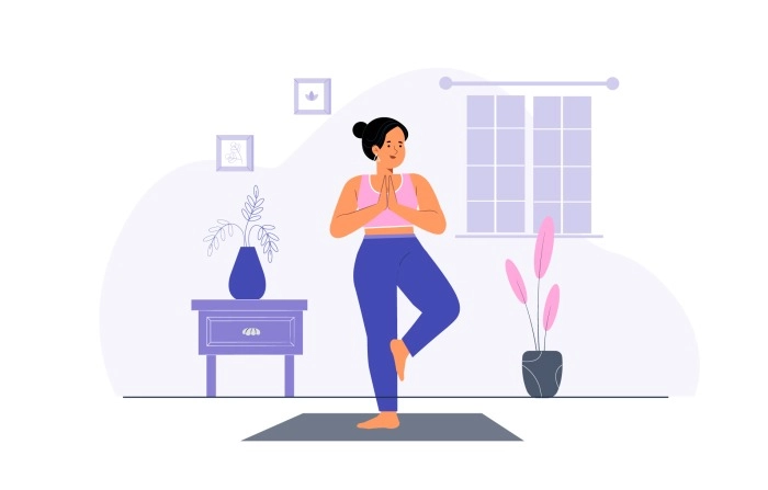 Get The Creative Yoga Pose Girl 2D Flat Character