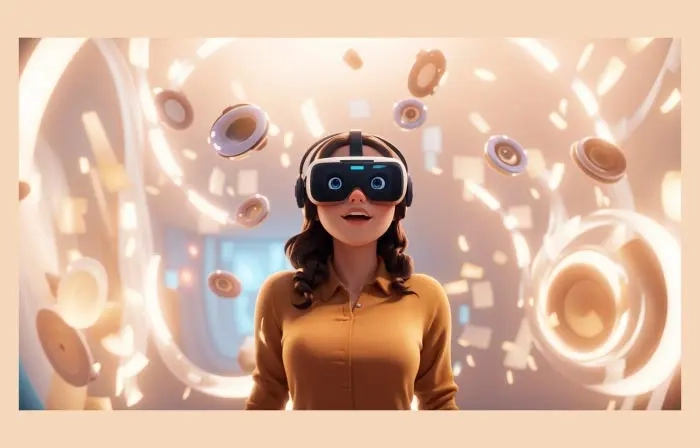 Girl 3D Character Exploring Virtual Reality Illustration Template