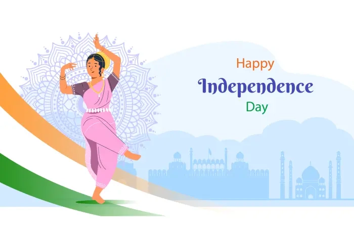 Girl Dancing Classical Dance on the Occasion of Independence Day Illustration