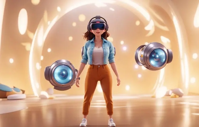 Girl Visualizing the Future Virtual Reality Trends Illustration image