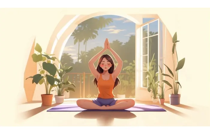 Girls Doing Yoga in Natchure 2D Character Design Illustration