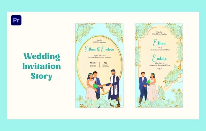 Glamorous Wedding Invitation Video Instagram Story Premiere Pro Template