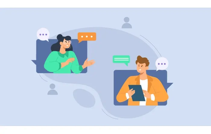 Globe Isometric Connected People Chating Flat Character Illustration image