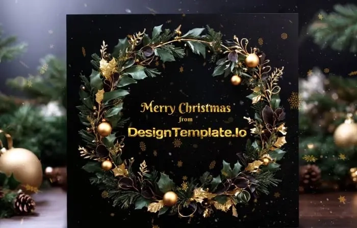 Golden 3D Merry Christmas Invitation Slideshow