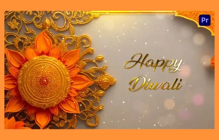 Golden Floral Happy Diwali Greetings 3D Design Slideshow