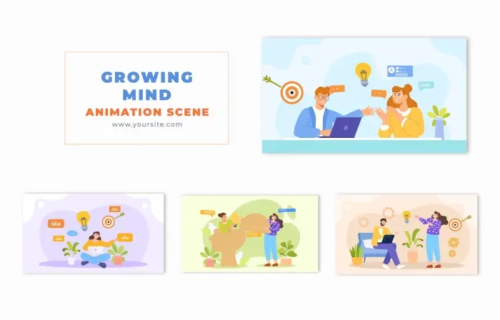 Growing Mind Flat 2D Character Animation Scene