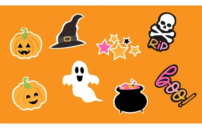 Halloween Cartoon Stickers Illustration Pack