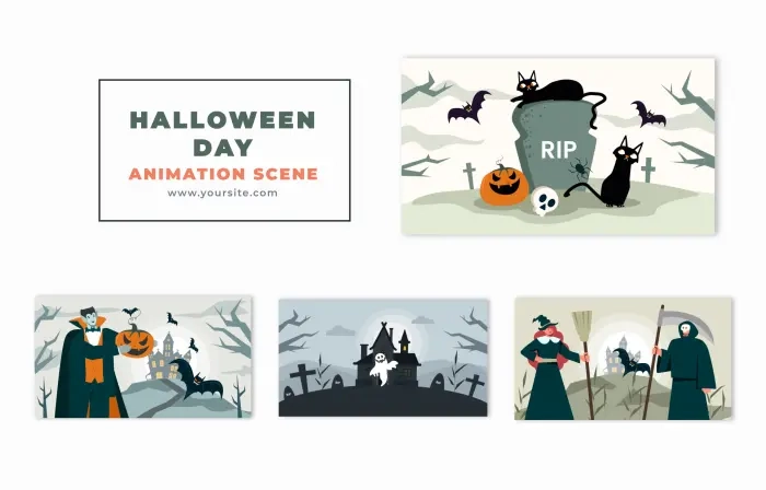 Halloween Day Themed Cartoon Animation Scene