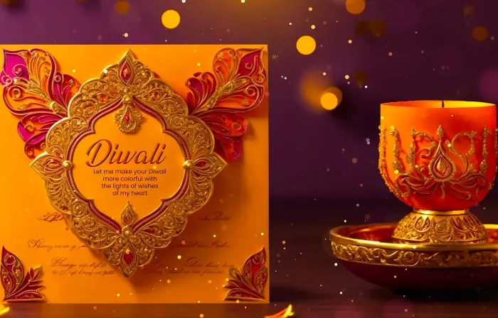 Happy Diwali Wishes 3D Golden Design Slideshow