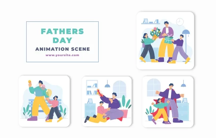 Happy Father's Day Character Animation Scene