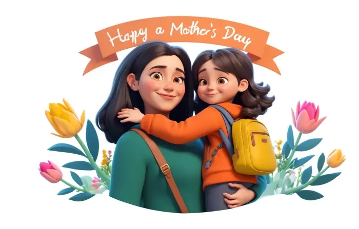 Happy Mother's Day 3D Character Greeting Illustration