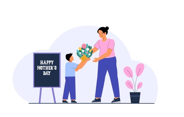 Happy Mothers Day Character Illustration
