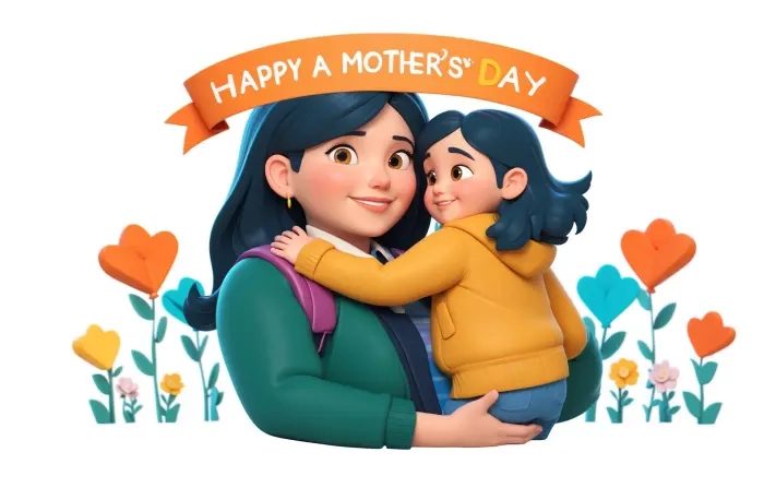 Happy Mother's Day Concept 3D Character Illustration Template