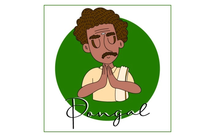 Happy Pongal Greetings Man Illustration