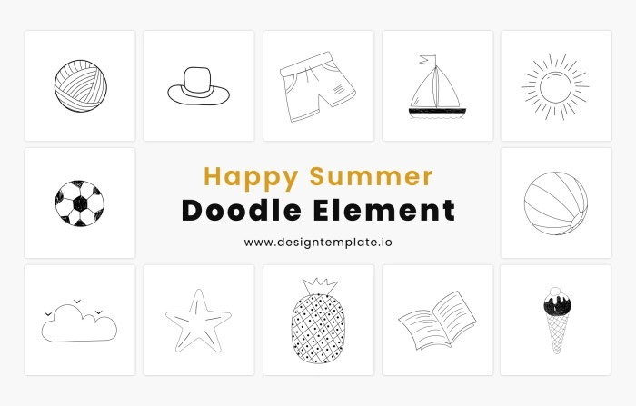Happy Summer Doodle Element Motion Graphics Template