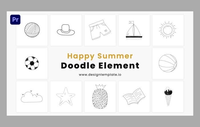 Happy Summer Doodle Premiere Pro Element Template