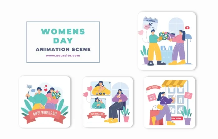 Happy Women's Day 2d Animation Scene