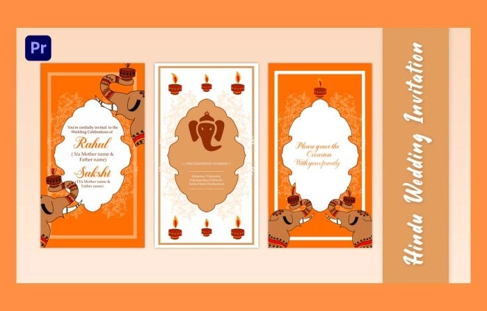 Hindu Wedding Invitation Card Shorts Premiere Pro Template