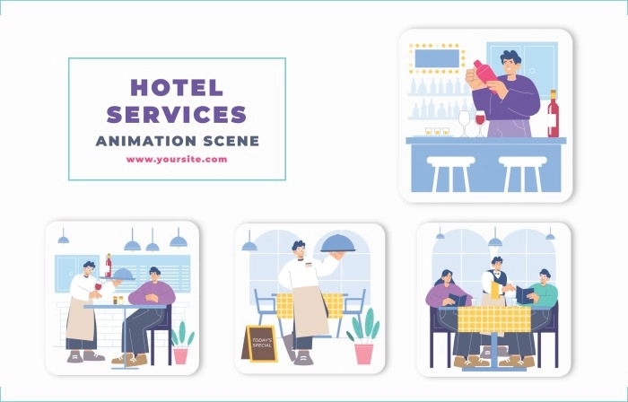 Hotel Services Animation Scene After Effects Template