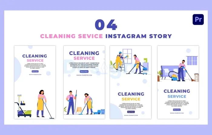 Housekeeping Cleaning Service Flat Character Instagram Story