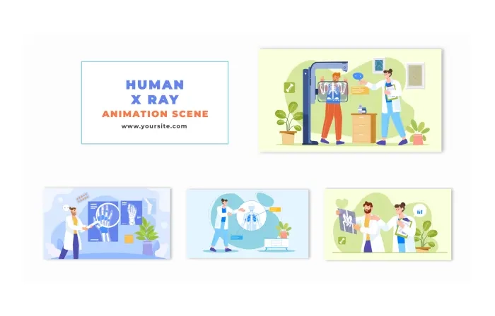 Human X Ray Educational Flat Animation Scene