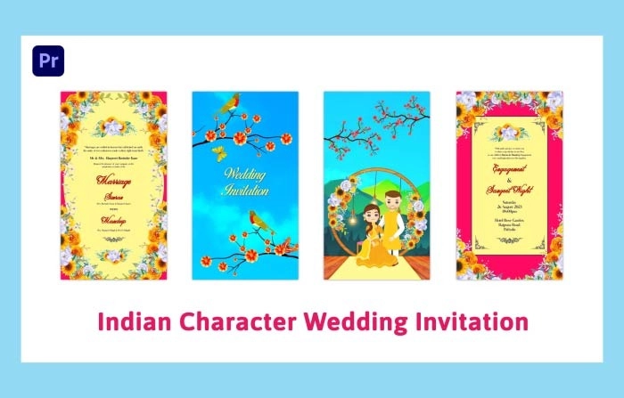 Indian Character Wedding Invitation Instagram Story Premiere Pro Template