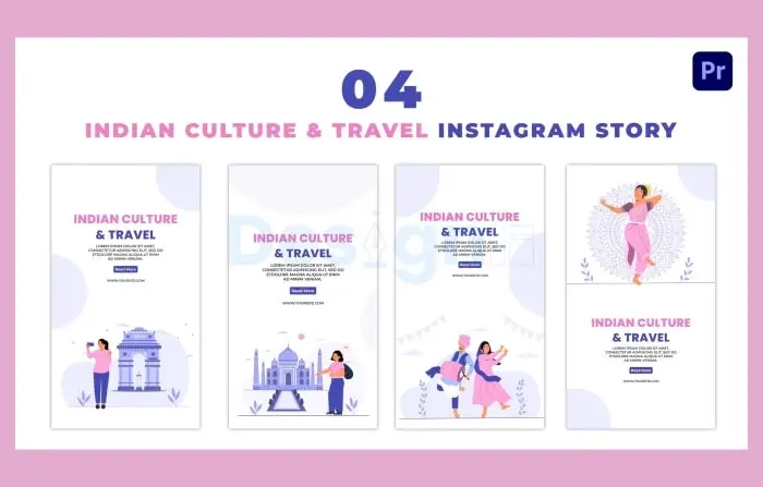Indian Culture and Tour Places Flat Vector Instagram Story