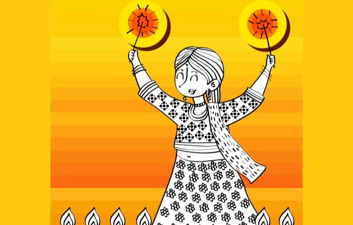 Indian Diwali Festival Premium Vector Illustration