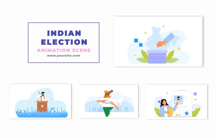 Indian Election Concept Flat Character Animation Scene