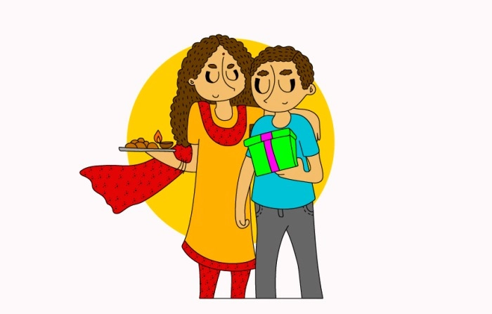 Indian Festival Bhai Duj Celebration Illustration image