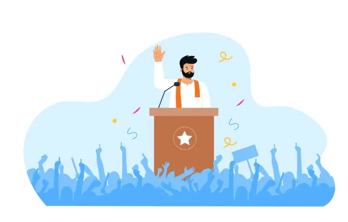 Indian Politician Delivering a Speech During the Election Period Vector Illustration image
