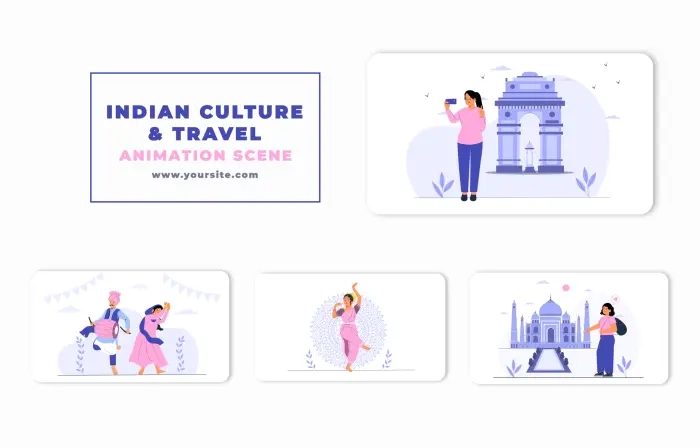 Indian Traditional Dance and Tourist Places Animation Scene