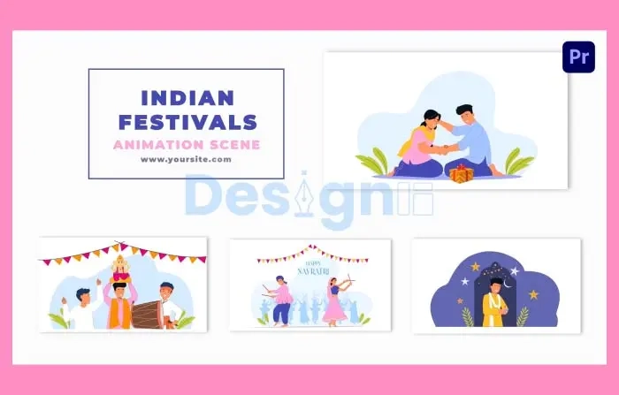 Indian Traditional Festivals Celebrating Character Animation Scene