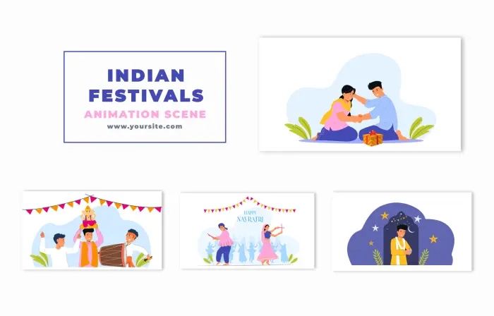 Indian Traditional Festivals Celebration Animation Scene
