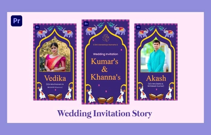 Indian Wedding Invitation Card Instagram Story Premiere Pro Template