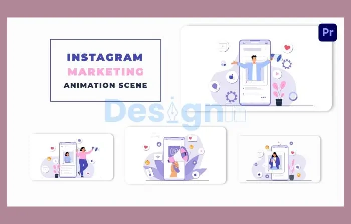 Instagram Marketing 2D Character Animation Scene